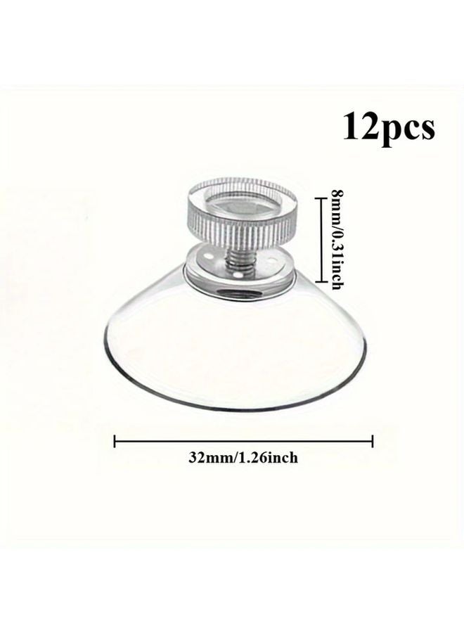 12pcs 1 26inch Transparent Suction Cup Hooks Strong Adhesive For Glass Mirrors - Image 1