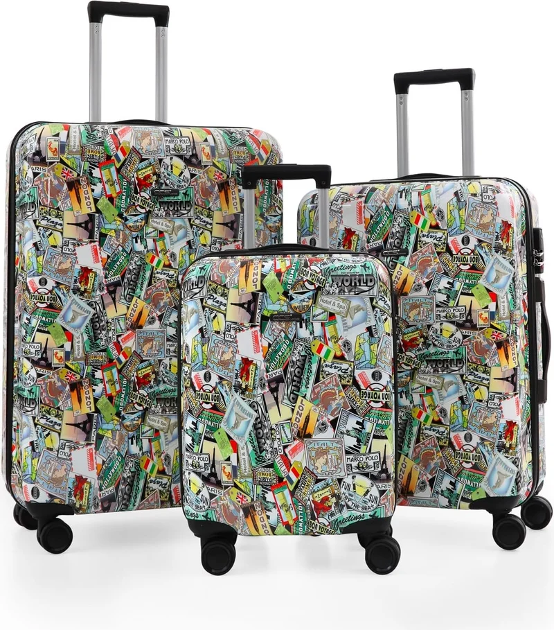S-Invalid Brand Name Ultra Light Patterned 3 Piece Suitcase Set