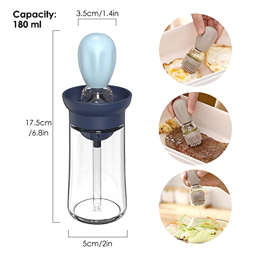 TINMIX Oil Dispenser with Brush - 2 Pack Olive Oil Dispenser, 2 IN 1 Oil Dispensing Bottle with Basting Brush for Cooking Frying Baking Kitchen, T-OB21 Grey+Red - Image 2