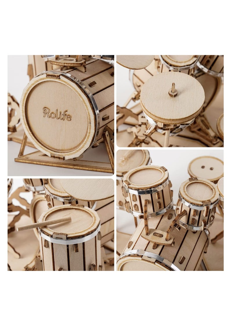 3D Wooden Puzzles, 3D Wooden Puzzles Model Kit for Adults and Teens to Build Musical Instrument Series (Drum kit), Projects for Kids Ages 12-16,Birthday Gifts Hobbies for Women Men - Image 3