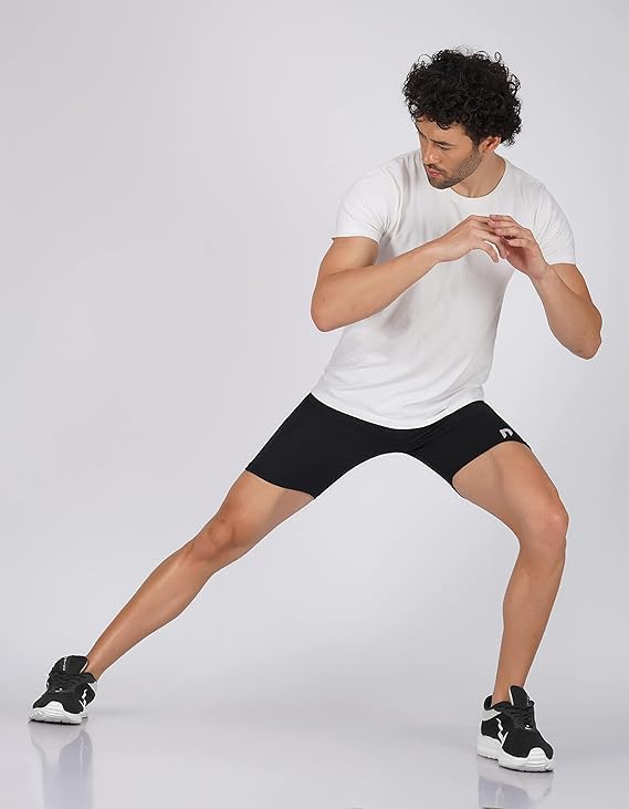 NEVER LOSE Gym Compression Men's Skin Tight Shorts with Mobile Pocket for Gym, Running, Cycling, Swimming, Cricket, Yoga, Football & Many More Sports (in, Alpha, L, Regular, Black) - Image 2