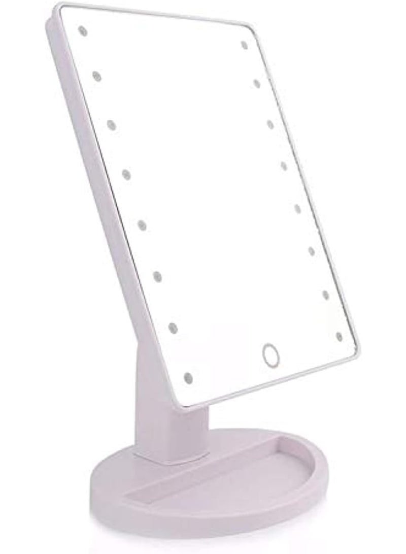 مرآة مكياج كبيرة مزودة بإضاءة LED مع مستشعر لمس - مرآة زينة بإضاءة قابلة للتعتيم مع سطوع قابل للتعديل - مرآة تجميل محمولة لطاولة الزينة والحمام والسفر** - Image 1