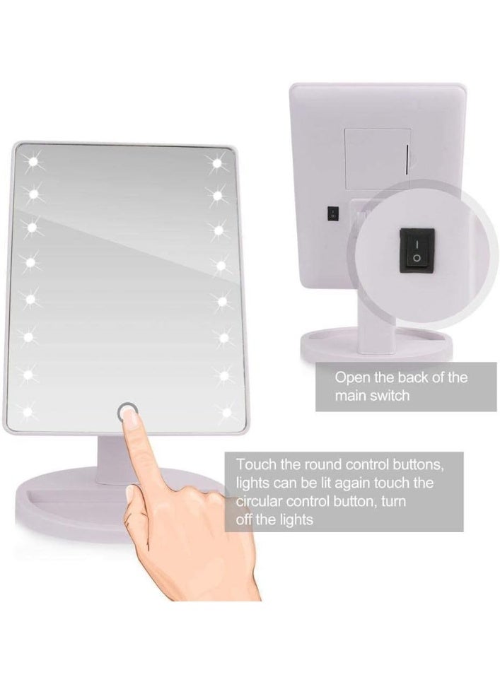 مرآة مكياج كبيرة مزودة بإضاءة LED مع مستشعر لمس - مرآة زينة بإضاءة قابلة للتعتيم مع سطوع قابل للتعديل - مرآة تجميل محمولة لطاولة الزينة والحمام والسفر** - Image 3