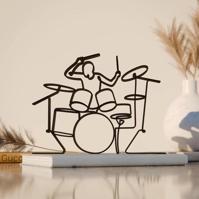 EROTNGO Drummer Line Art Figure Unique Drummer Gift Idea Line Art Sculpture Minimalist Home Decor Ideal for Home Decor Gift Pack of 1