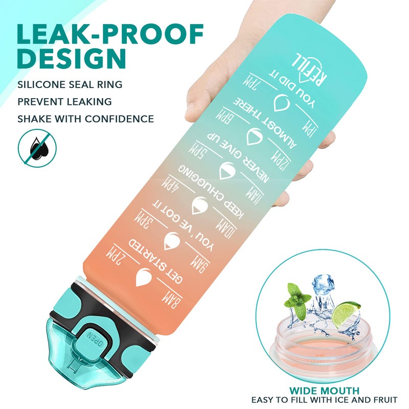 Enerbone 32 oz Water Bottle with Times to Drink and Straw  Motivational Drinking Water Bottles with Carrying Strap  Leakproof BPA & Toxic Free  Ensure You Drink Enough Water for Fitness Gym Outdoor - Image 5
