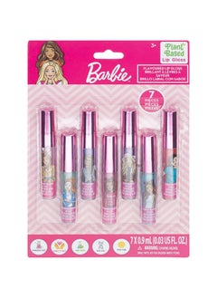 Barbie 7 Pcs Kids Lip Gloss Set | Vegan Girls Makeup For Ages 3