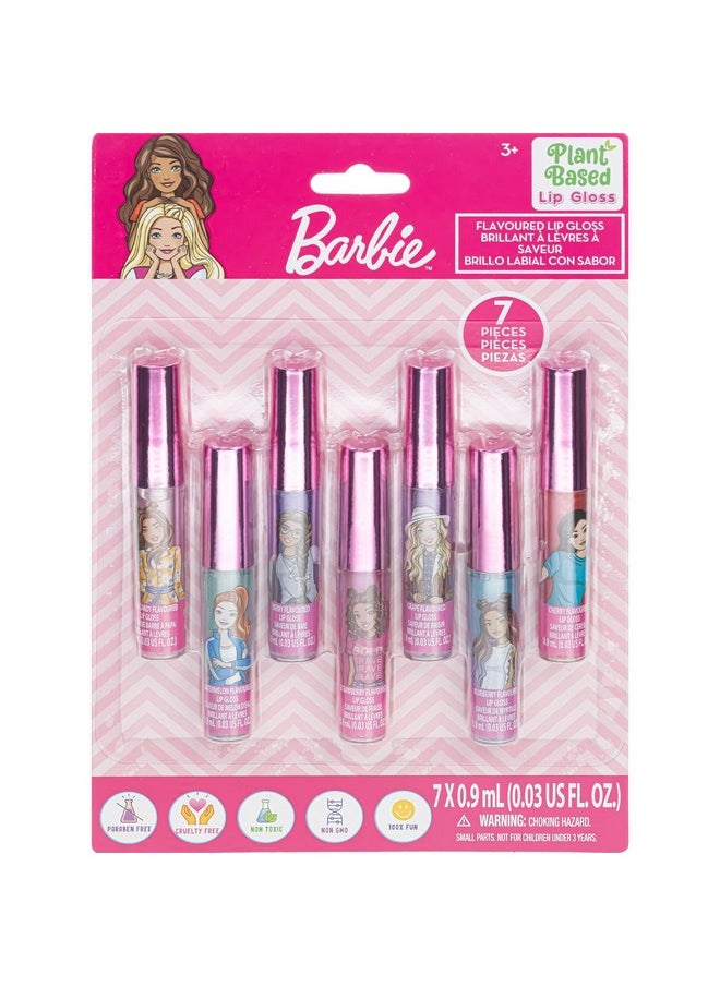 TOWNLEY GIRL - Barbie 7 Pcs Kids Lip Gloss Set | Vegan Girls Makeup For Ages 3 - Image 1