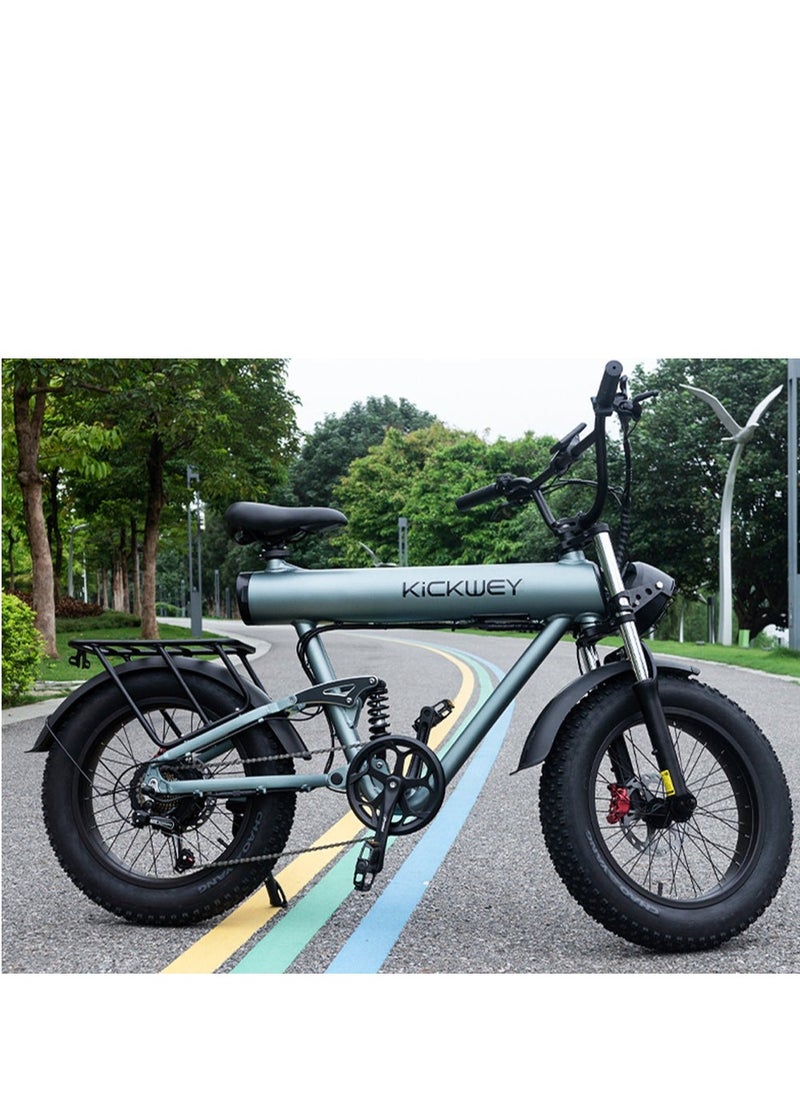 Crony K20 Plus Electric Bike 1000W Motor 48V/10AH Removable Battery – Up to 48KM/lH Speed & 40KM Range, 4" Fat Tire E-Bike for Adults, Front & Rear Suspension, Mechanical Disc Brakes, LCD Display, Aluminum Alloy Frame, 120KG Max Load, Urban Off-Road Electric Bicycle, Powerful Commuter E-Bike, Hydraulic Shock Absorbers, Long Range Electric Mountain Bike, Fat Tire Electric Scooter Hybrid，Grey  - Image 4