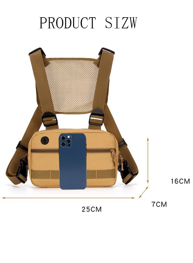 DUNISO Tactical Inspired Sports Utility Chest Pack Chest Bag Running Backpack For Men With Built-In Phone Holder Rig Pouch Vest For Workouts Cycling Hiking Camping - Image 4