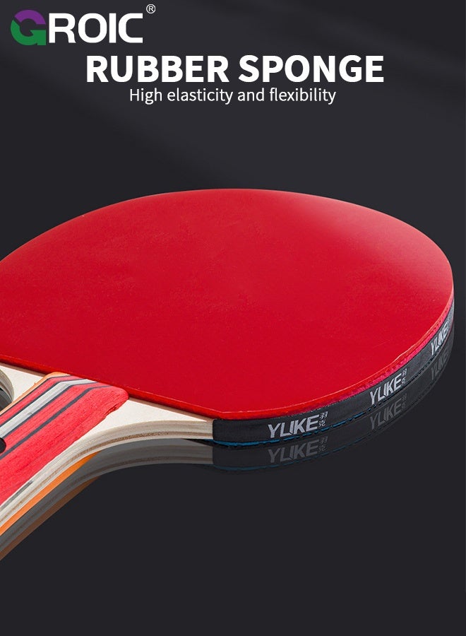 GROIC Table Tennis Rackets Set for Beginners - 2 Pack Ping Pong Paddles with 3 Balls & Carry Case, Ideal Training Kit for Kids, Students & Training - Image 4