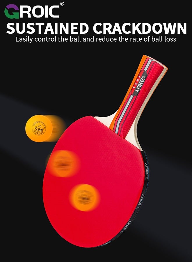 GROIC Table Tennis Rackets Set for Beginners - 2 Pack Ping Pong Paddles with 3 Balls & Carry Case, Ideal Training Kit for Kids, Students & Training - Image 2