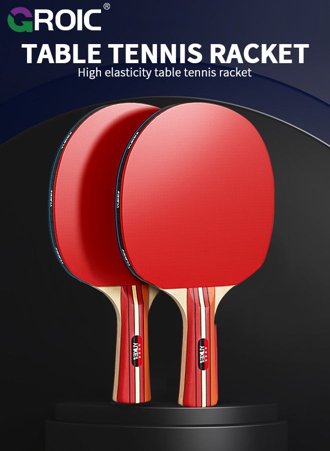 GROIC Table Tennis Rackets Set for Beginners - 2 Pack Ping Pong Paddles with 3 Balls & Carry Case, Ideal Training Kit for Kids, Students & Training - Image 3