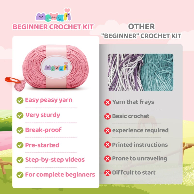 Mewaii Crochet Kit For Beginners  Crochet Animal Kit With Step-By-Step Video Tutorial  Learn To Crochet Starter Kit With 40%+ Tape Yarn  Diy Crochet Gifts For Kids Adults (Strawberry Cow) - Image 3