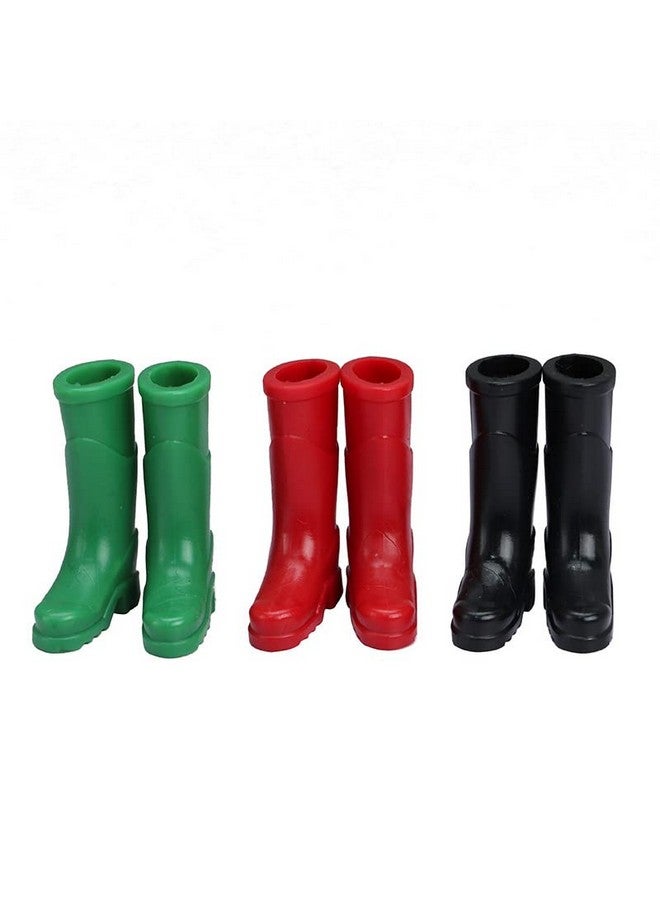 اس اكس اف سي اي إكسسوارات الدمية نموذج مشهد مصغر لبيت الدمى 3 أزواج من أحذية المطر المطاطية لعبة اللعب التظاهري - Image 1