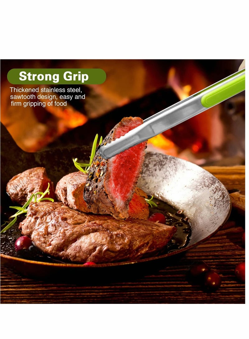 SYOSI Stainless Steel Tongs, 4 Pcs Serving Tongs for Cooking, Non-Slip Comfort Grip, Non-Stick Food Tongs Kitchen Tongs Grill Barbecue Tongs for Cooking Serving and Easy Cleaning, 10 Inch - Image 4