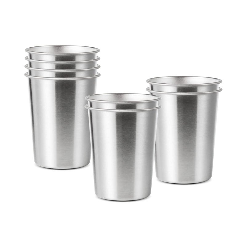YOLCAR 8 Pack 6 oz Stainless Steel Cups for Kids, BPA Free Healthy Metal Shatterproof Stackable Pint Drinking Cups - Image 1