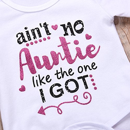 Besokuse 3Pcs/Set Newborn Baby Girls Outfit Auntie Bodysuit Romper with Headband+Donuts Long Pants Clothes Set (Pink, 0-6M) - Image 4