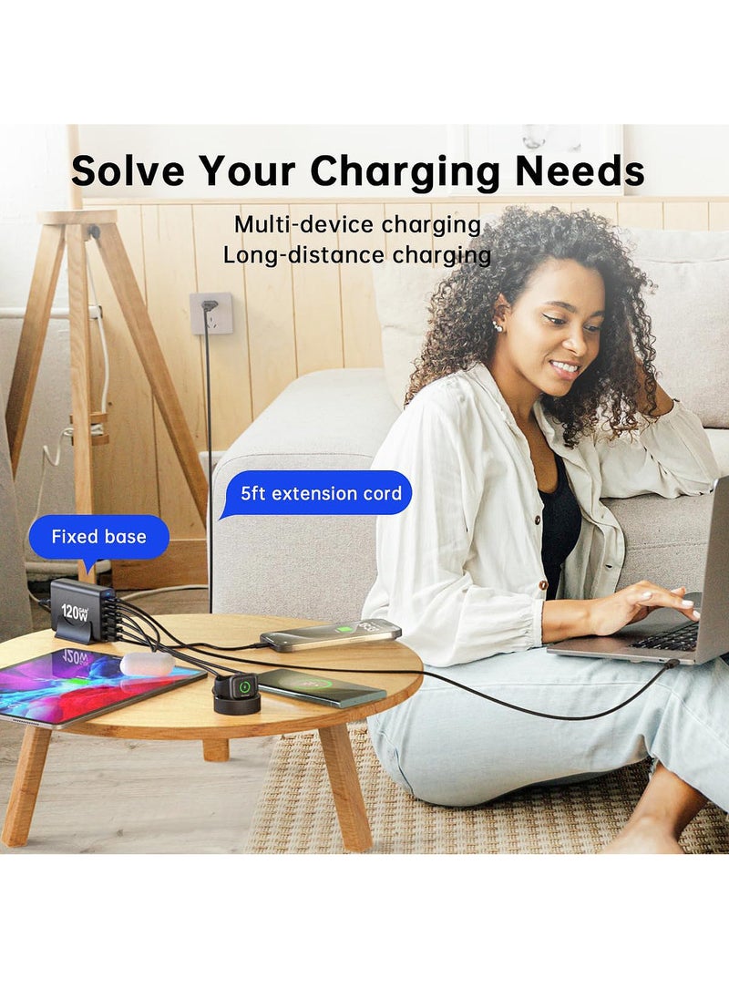 محطة شحن USB C بقوة 120 وات GaN مدمجة بـ 6 منافذ USB C للشحن ، شاحن حائط USB C محمول مع 3 منافذ USB-C + 3 منافذ USB-A ، بواجة 65 وات لـ MacBook Pro/Air ، iPhone 15 14 13 12 ، Galaxy S24 S23 S22