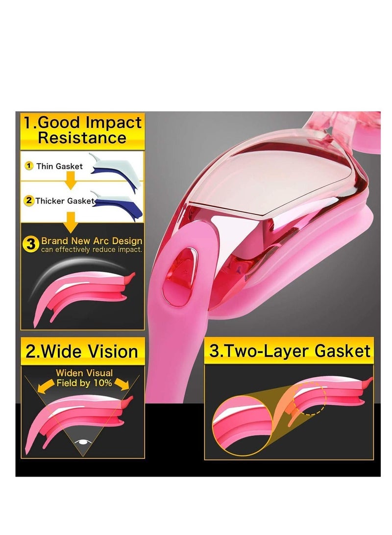 SYOSI Swim Goggles and Cap Set Swimming No Leaking Anti Fog Uv with Free Protection Case Nose Clip Ear Plugs for Adult Men Women Youth Kids Child Girls - Image 2