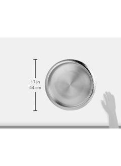 KEDGE Kedge Stainless Steel With Hammered Finish Border Tray, 40 Cm Size, Silver  - Image 4