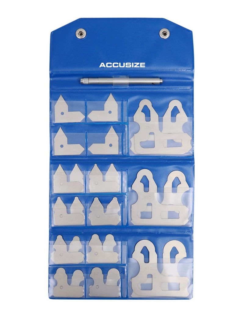 Accusize Industrial Tools 26 Pc Radius Gauge Set 0.010'' to 0.500'' Gauges with Holder, 3602-5025