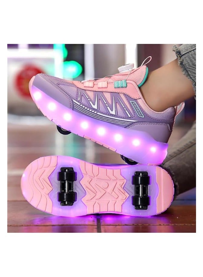 أكسبيه أحذية تزلج للأطفال بأربع عجلات مزودة بأضواء LED قابلة للشحن، أحذية متعددة الاستخدام للبنين والبنات، هدية مثالية للأعياد وأعياد الميلاد - Image 5