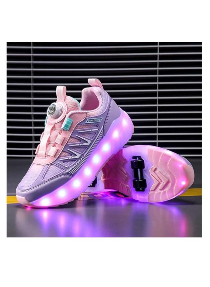 Axpeih Roller Skates Shoes 4 Wheels for Kids, New Upgraded Roller Shoes with 16 Flashing Modes, LED Light Up Flashing Sneakers for Boys and Girls, Beginner-Friendly, More Balanced - Image 3