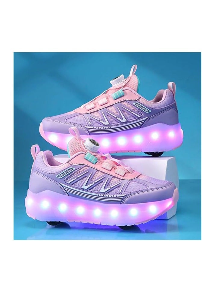 Axpeih Roller Skates Shoes 4 Wheels for Kids, New Upgraded Roller Shoes with 16 Flashing Modes, LED Light Up Flashing Sneakers for Boys and Girls, Beginner-Friendly, More Balanced - Image 2