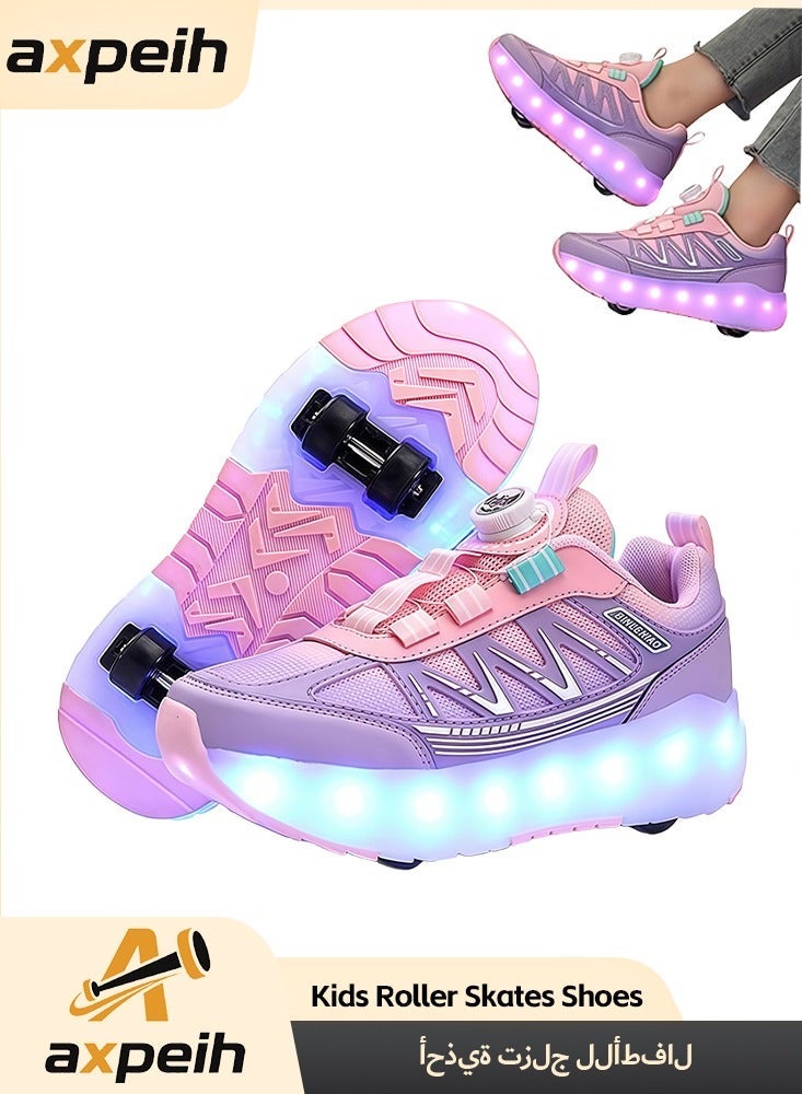 Axpeih Roller Skates Shoes 4 Wheels for Kids, New Upgraded Roller Shoes with 16 Flashing Modes, LED Light Up Flashing Sneakers for Boys and Girls, Beginner-Friendly, More Balanced - Image 1