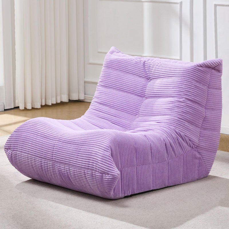 Hobestluk Bean Bag Chairs for Adults Giant Bean Bag Chair Memory Foam BeanBag Chair Bean Bag Sofa with Filler Faux Fur Fireside Beanbags Lazy Sofa for Living Room Bedroom Office (Purple Corduroy, Single) - Image 1