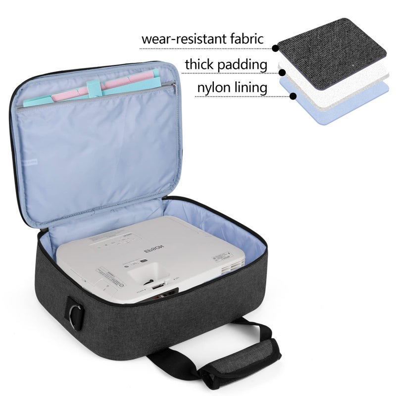 LUXJA Projector Case, Projector Bag with Accessories Storage Pockets (Compatible with Most Major Projectors), Medium(13.75 x 10.5 x 4.5 Inches), Black - Image 3