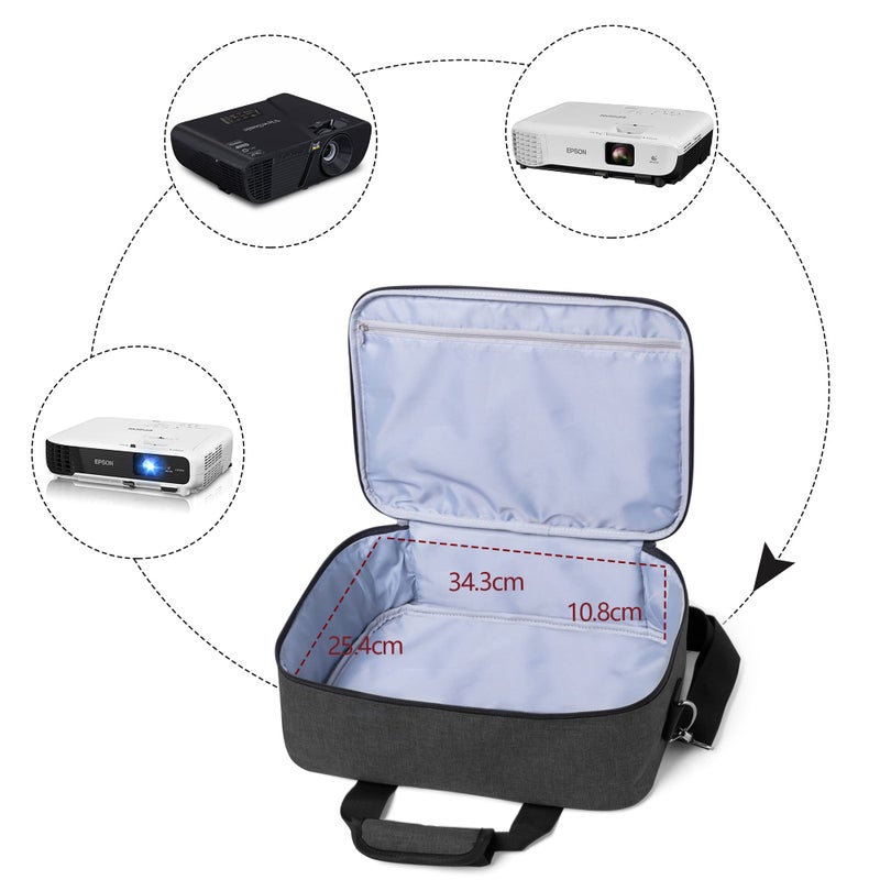 LUXJA Projector Case, Projector Bag with Accessories Storage Pockets (Compatible with Most Major Projectors), Medium(13.75 x 10.5 x 4.5 Inches), Black - Image 4
