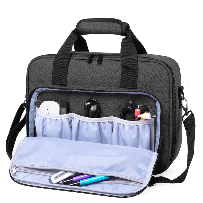 LUXJA Projector Case, Projector Bag with Accessories Storage Pockets (Compatible with Most Major Projectors), Medium(13.75 x 10.5 x 4.5 Inches), Black - Image 2