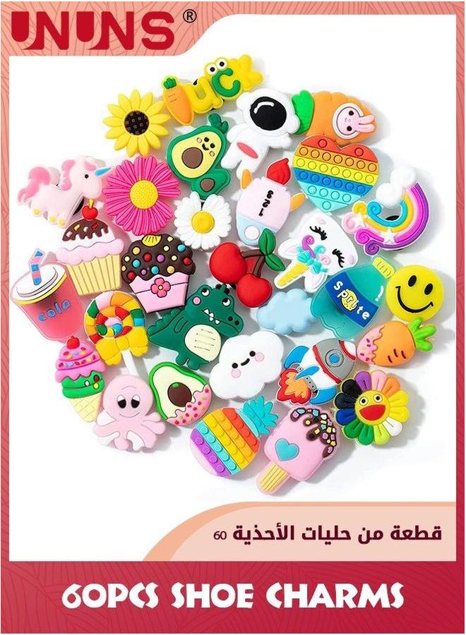 UNUNS Cartoon Shoe Charms,60 Pcs PVC Decoration,DIY Charms For Shoes,Different Decoration Charms,Pins Buckle Party Favors Gift Girls Boys Teenagers And Adults - Image 1