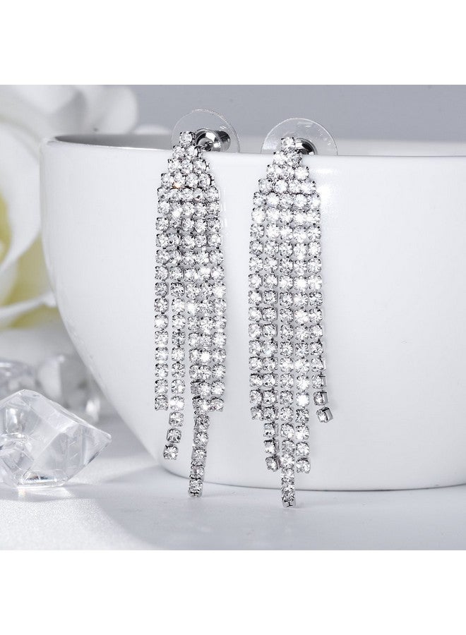 SELOVO Silver Tone Sparkle Dangle Earrings Drop Earrings Dangly Earrings Dangling Earrings For Women - Image 2