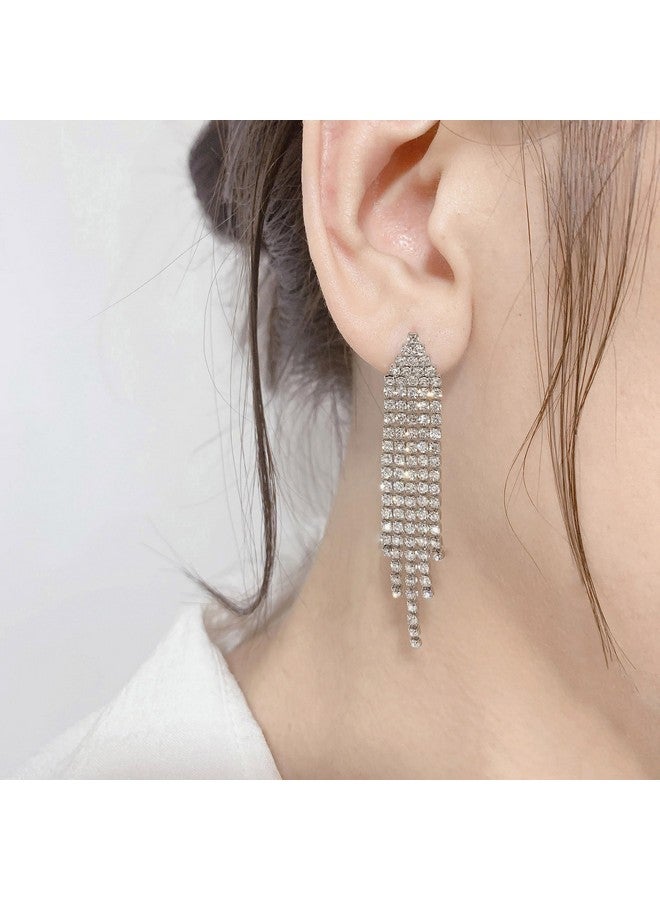 SELOVO Silver Tone Sparkle Dangle Earrings Drop Earrings Dangly Earrings Dangling Earrings For Women - Image 3