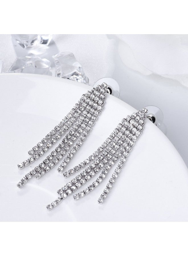 SELOVO Silver Tone Sparkle Dangle Earrings Drop Earrings Dangly Earrings Dangling Earrings For Women - Image 4