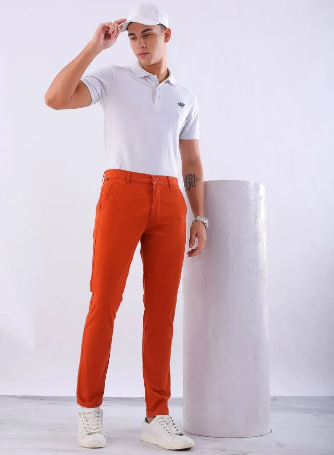 هاردسودا Men Slim Fit Solid Mid-Rise Chinos