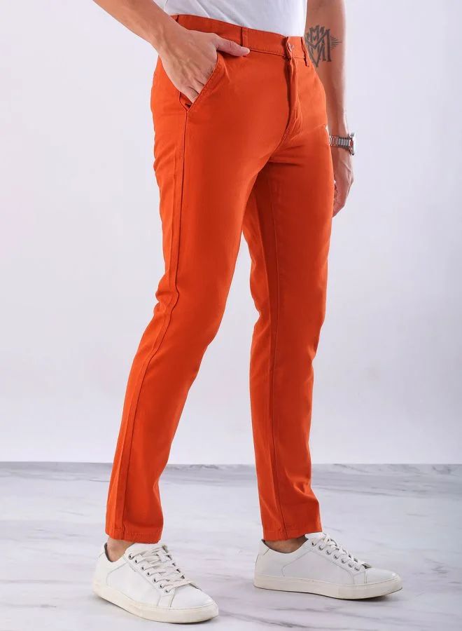 هاردسودا Men Slim Fit Solid Mid-Rise Chinos