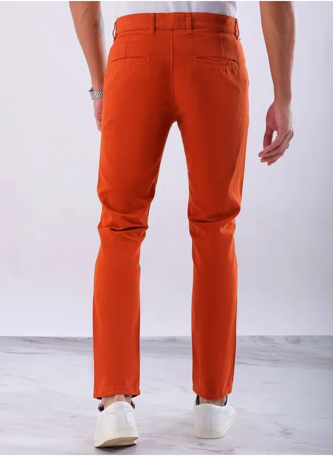 هاردسودا Men Slim Fit Solid Mid-Rise Chinos