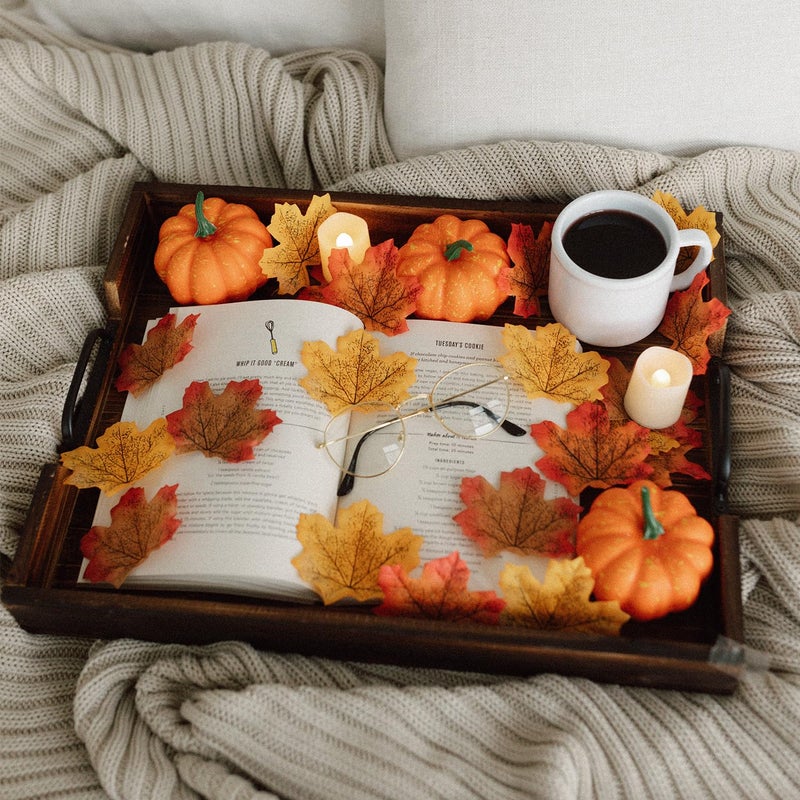 Yzurbu 600pcs Artificial Maple Leaves  6 Colors Mixed Autumn Fall Leaf for Fall Decoration Wedding Party Halloween Thanksgiving Table - Image 5