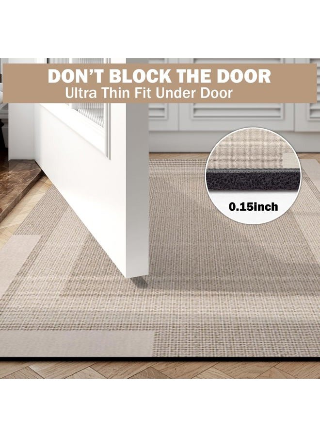 YDKGL Non Slip Long Bathroom Runner Rug Bath Mat, Rubber Backing Ultra Thin Bathroom Rugs Fit Under Door Quick Dry Super Absorbent Washable Shower Mat for Bathtub Sink Floor, Beige 17"x59" - Image 3