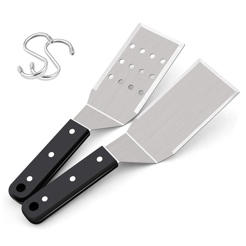 HaSteeL HaSteeL Metal Spatulas Stainless Steel Griddle Spatula Tools with Riveted Handle Heavy Duty Burger Turner for Teppanyaki BBQ Flat Top Hibachi Cast Iron Grilling Cooking Dishwasher Safe  2Packs