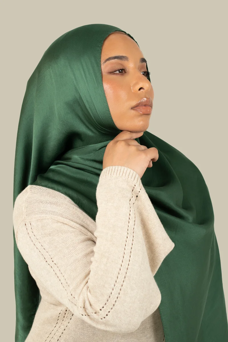 silqrose  Emerald Silk Satin Hijab for Women | Best Price UAE