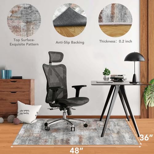 Lreedy Office Chair Mat for Hardwood FloorTile Floor36X 48 Heavy Duty Desk Chair Mat for Hard FloorsUnder Desk Rug for Rolling Computer ChairAnti SlipLow Pile Carpet FloorAbstract Grey - Image 3