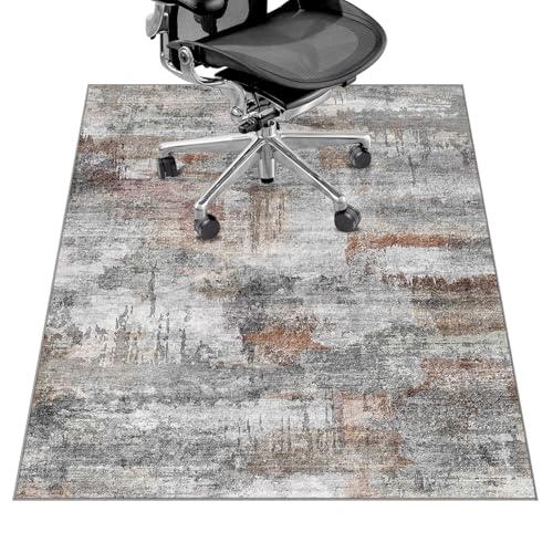 Lreedy Office Chair Mat for Hardwood FloorTile Floor36X 48 Heavy Duty Desk Chair Mat for Hard FloorsUnder Desk Rug for Rolling Computer ChairAnti SlipLow Pile Carpet FloorAbstract Grey - Image 1
