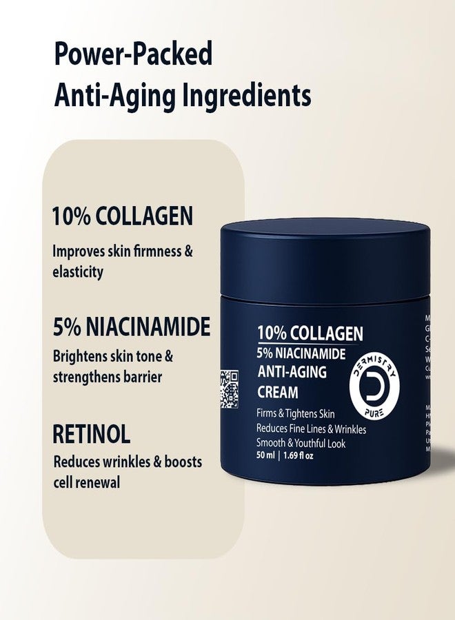 DERMISTRY 10% Collagen 5% Niacinamide Anti Ageing Skin Tightening Firming Day Night Hydrating Moisturizing Face Cream for Aging Wrinkles Fine Lines For Dry Oily All Skin Types Men Women 50ml - Image 2