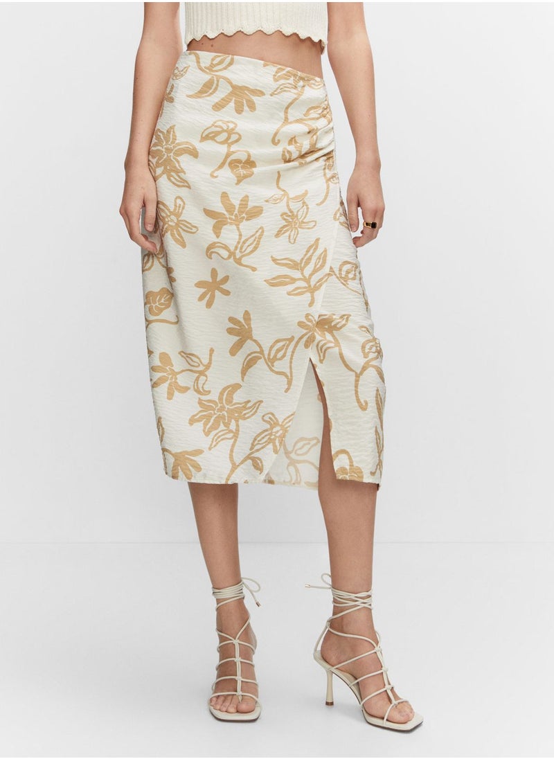 MANGO - Printed Wrap Midi Skirt - Image 1