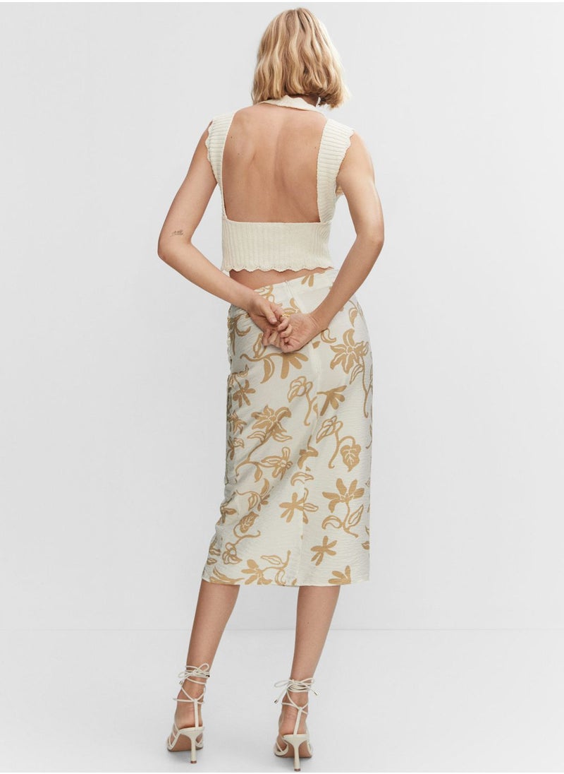 MANGO - Printed Wrap Midi Skirt - Image 1