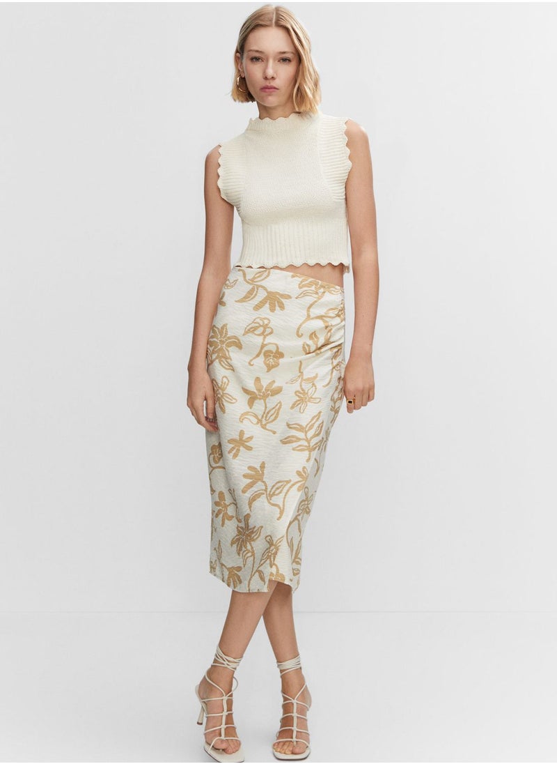 MANGO - Printed Wrap Midi Skirt - Image 1